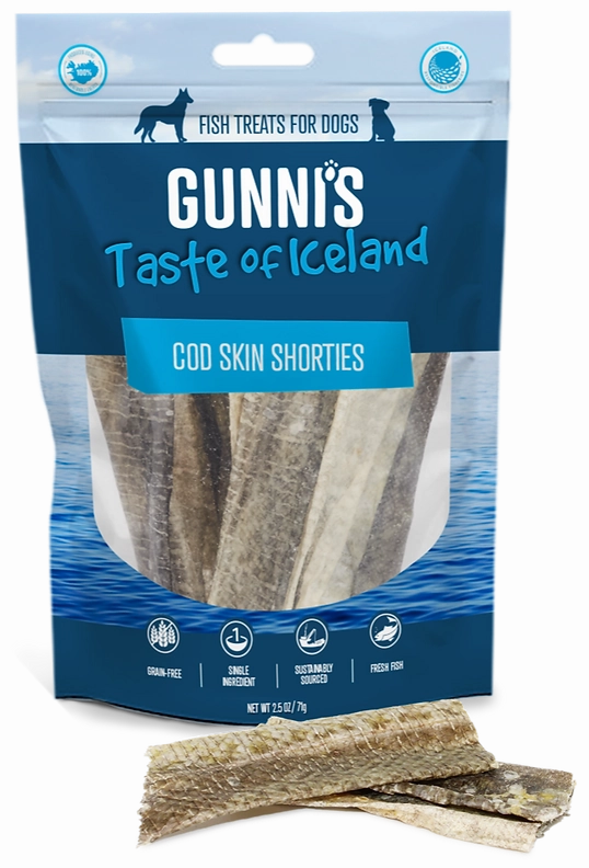 Gunni's Dog Treats Cod Skin Shorties 2.5oz bag