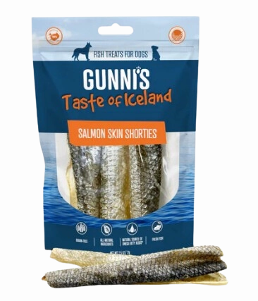 Gunni's Dog Treats Salmon Skin Shorties 2oz bag