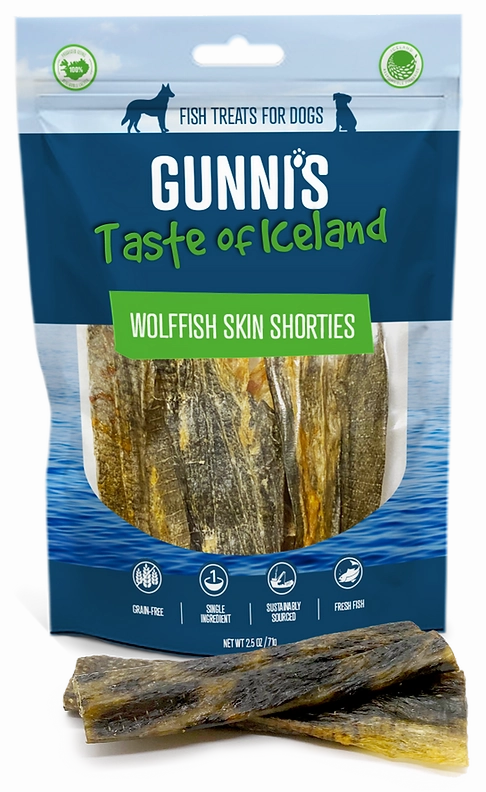 Gunni's Dog Treats Wolffish Skin Shorties 2.5oz bag