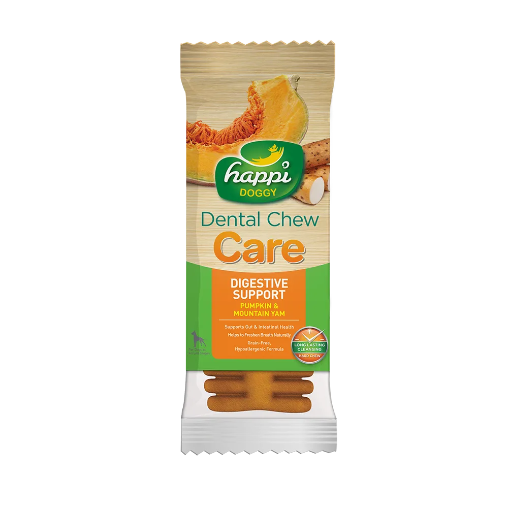 Happi Doggy Dental Chew Care Hard Chew Digestive Support Pumpkin & Mountain Yam Regular 25g