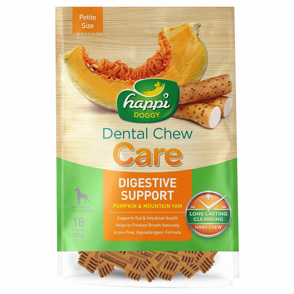 Happi Skippi (Doggy) Care Pumpkin & Mountain Yam Digestive Support Grain-Free Dental Dog Chews 150g