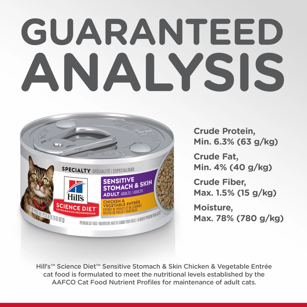 Hill's Science Diet Adult Sensitive Stomach & Skin Chicken & Vegetable Entree Canned Cat Food