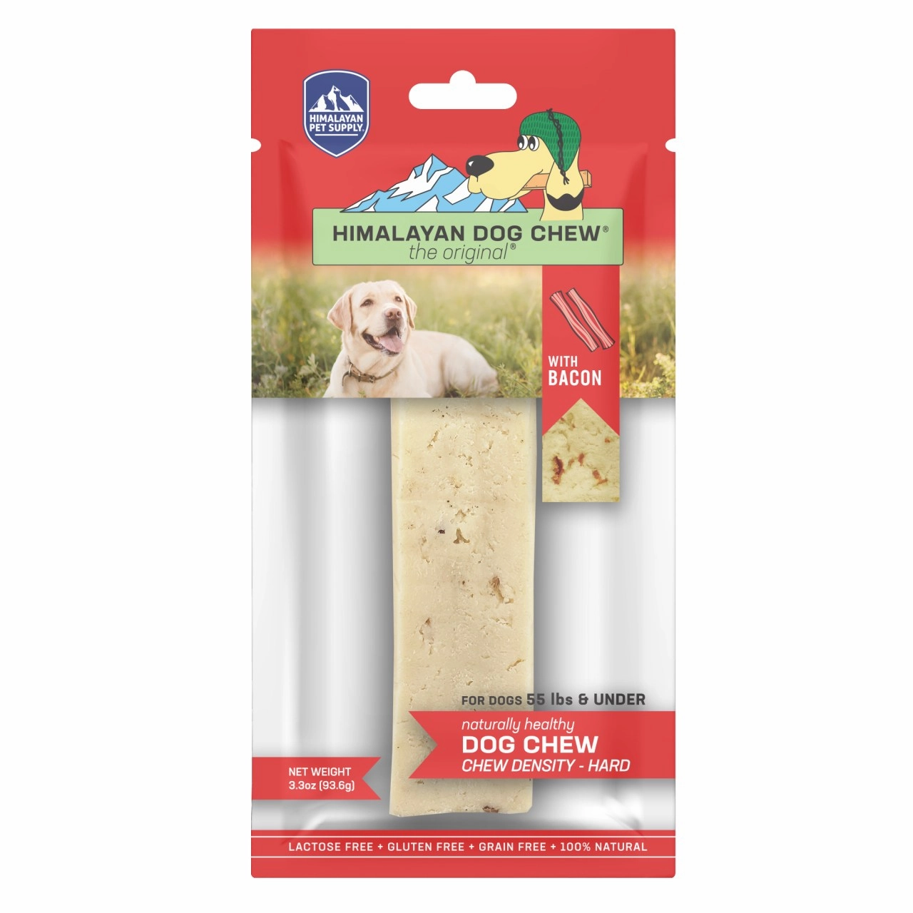 Himalayan Pet Supply Dog Chew - Smoked Hard Cheese Chew with Bacon - Large 3.3oz Bag