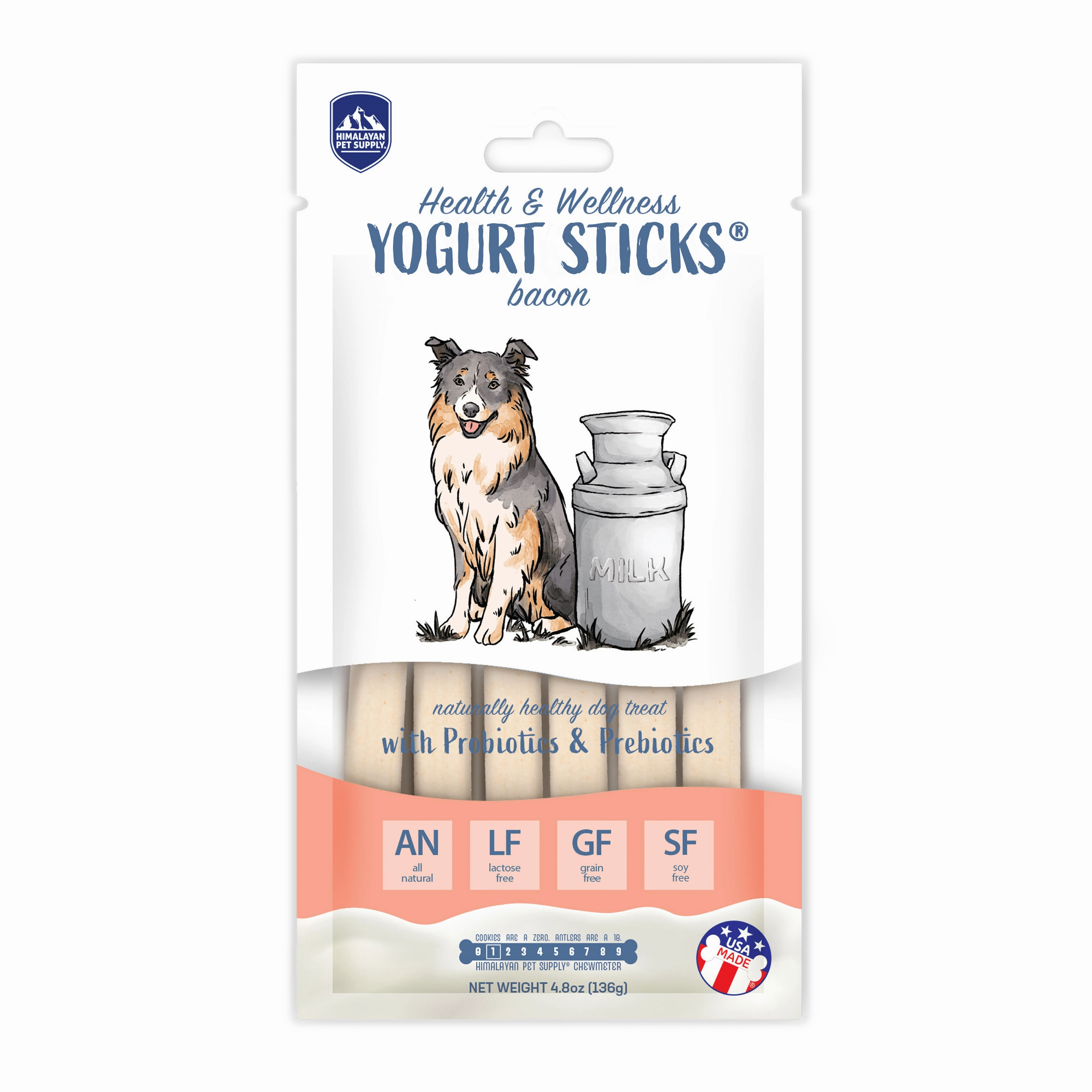 Himalayan Pet Supply Dog Chew Yogurt Sticks - Bacon 4.8oz Bag