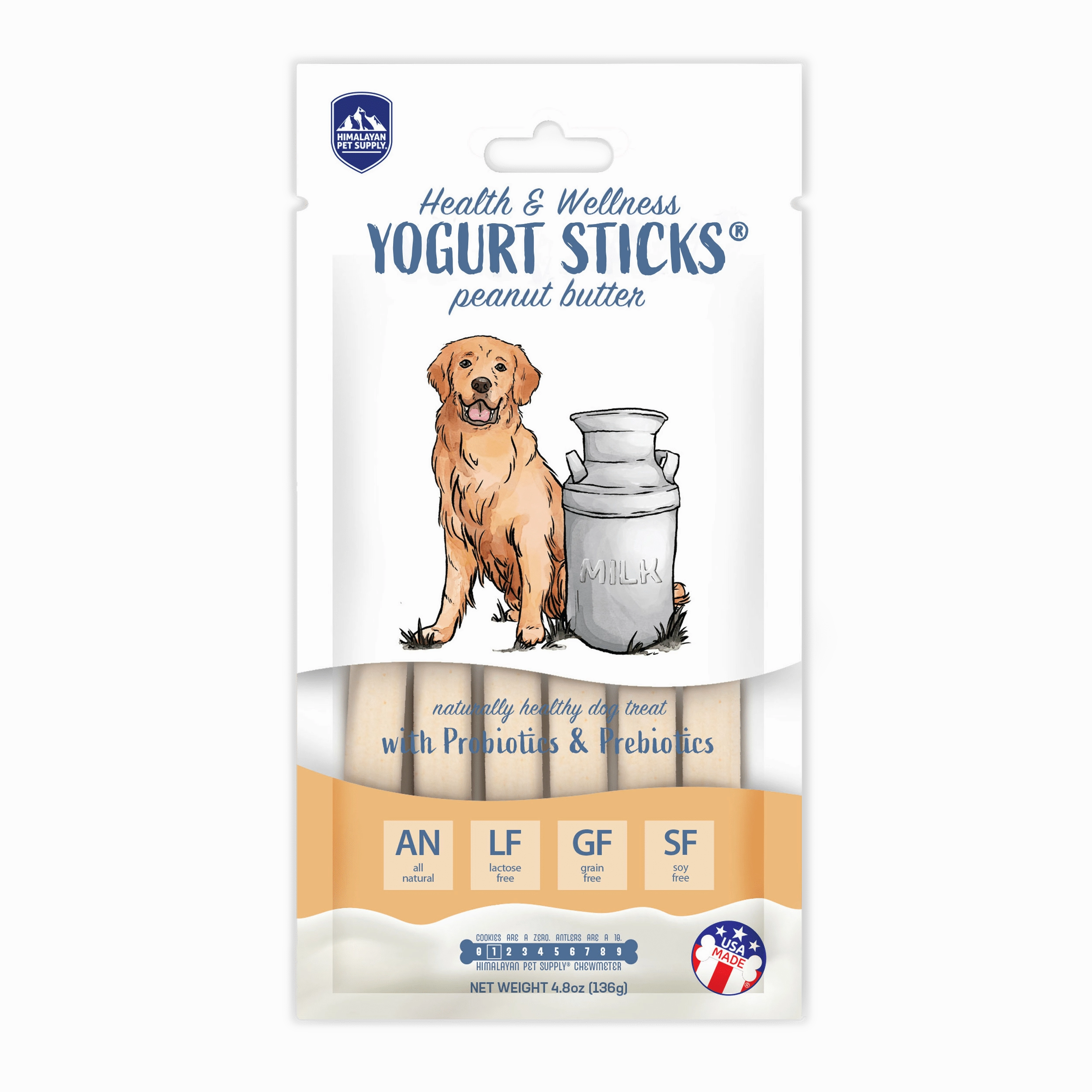 Himalayan Pet Supply Dog Chew Yogurt Sticks - Peanut Butter 4.8oz Bag