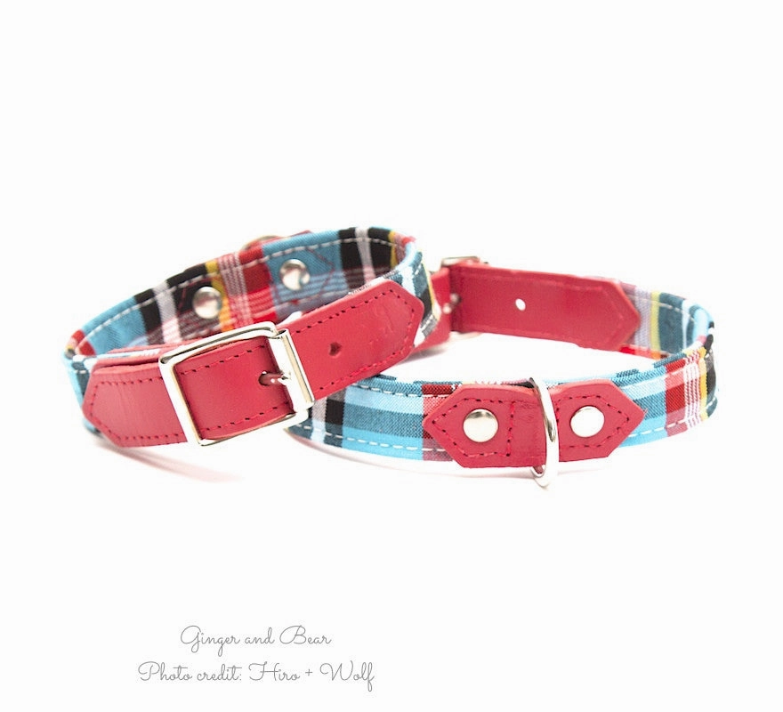 Hiro Wolf Collar: Masai Blue Check