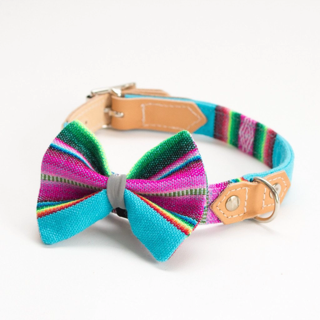 Hiro Wolf Dog Bow Tie: Inca Blue