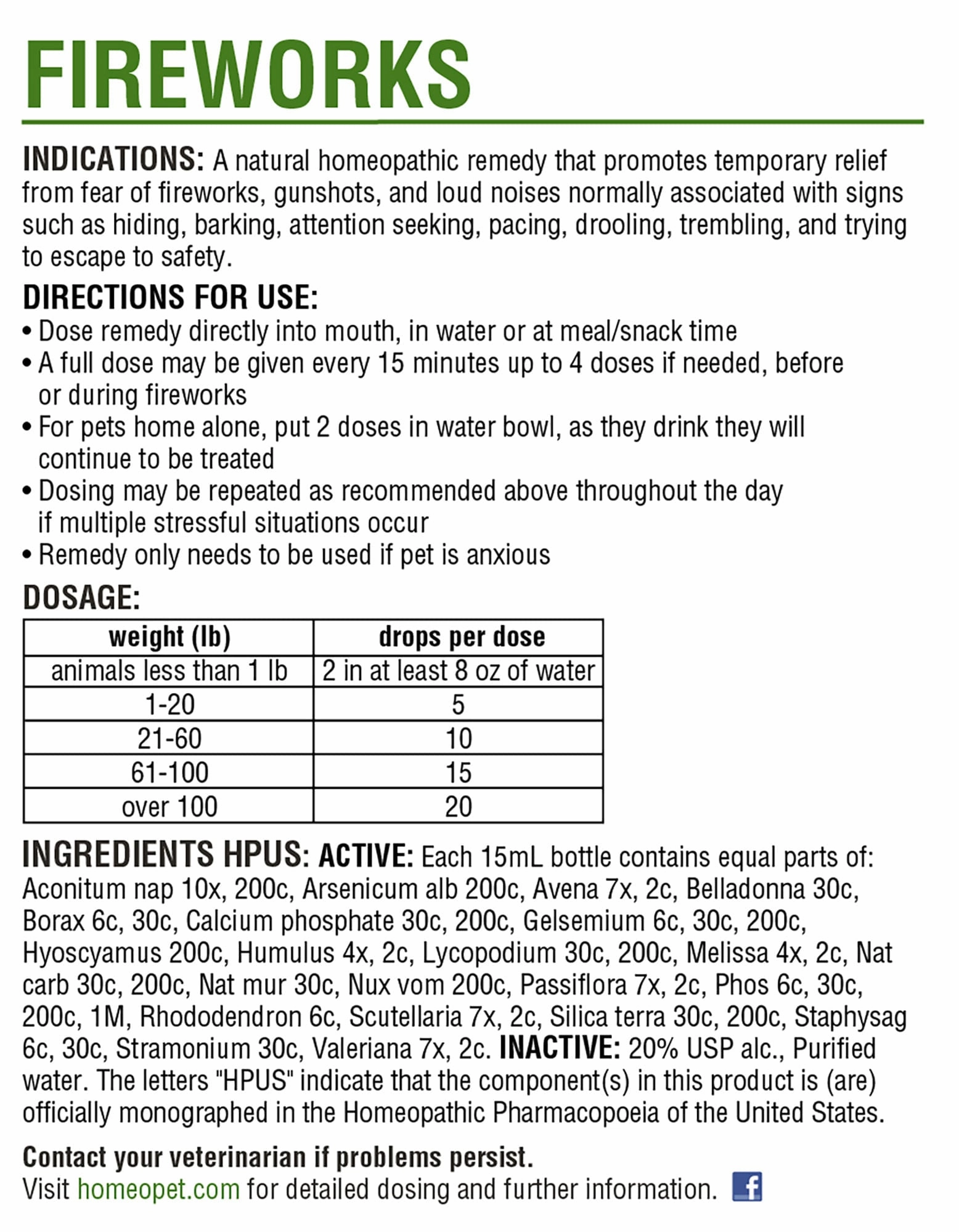 HomeoPet Fireworks, 15 mL