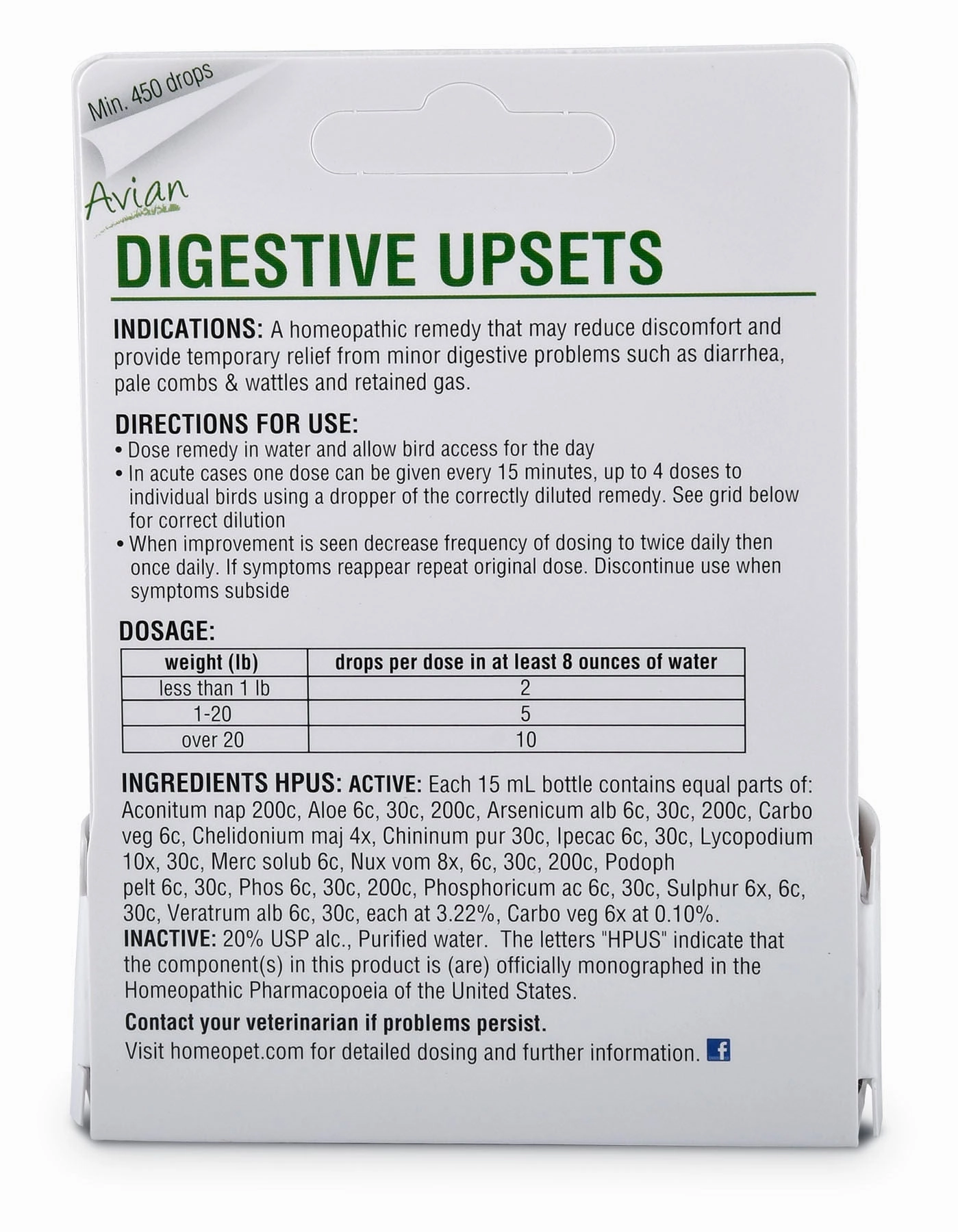 HomeoVet Avian Digestive Upsets, 15 mL