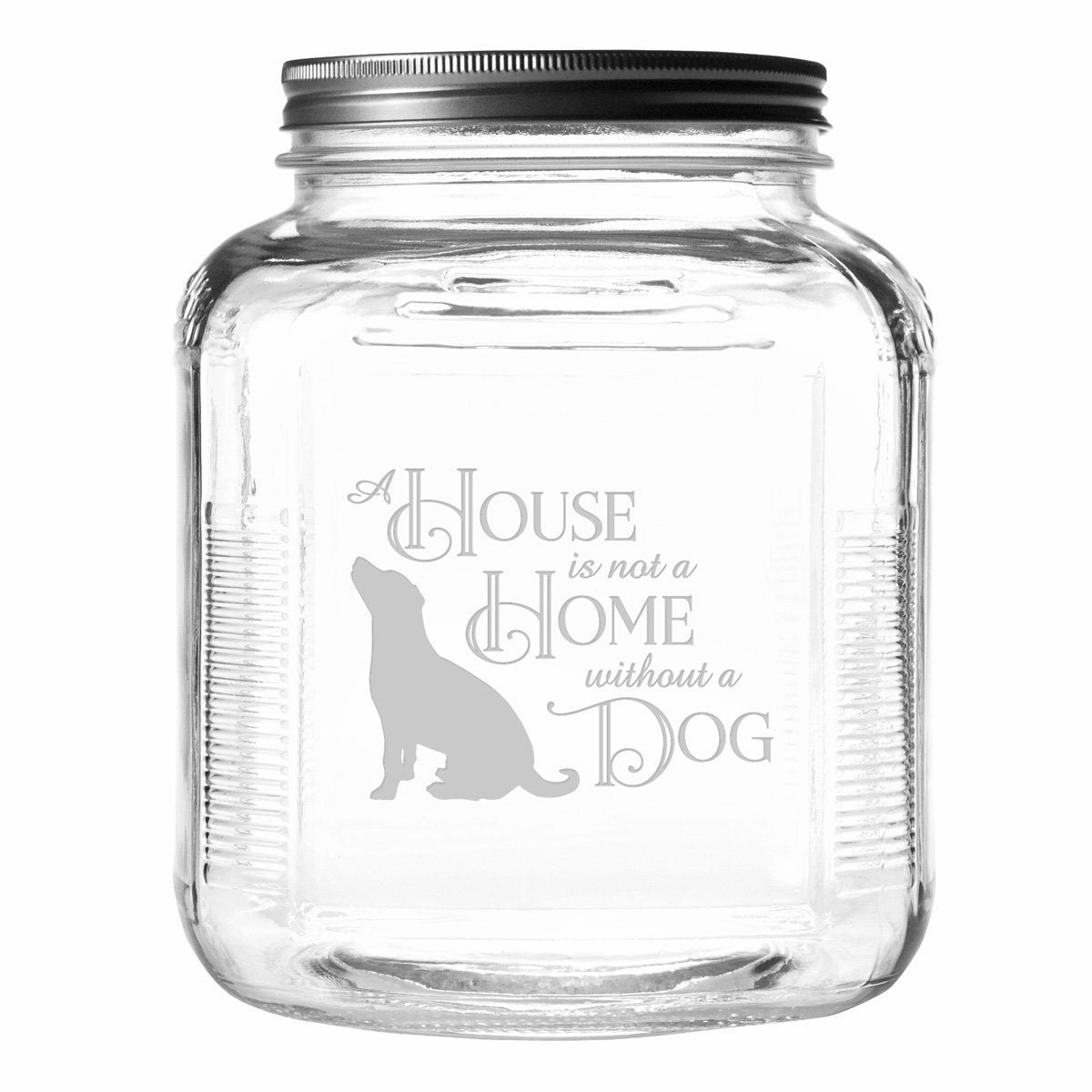House Home Dog Treat Jar With Brushed Lid