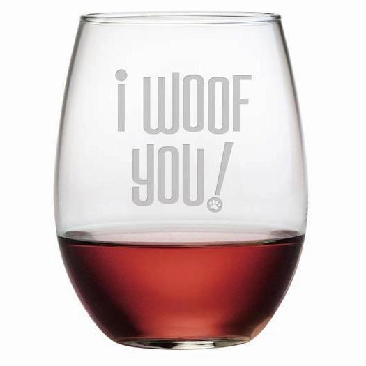 I Woof You Stemless Wine Glasses, Set Of 4