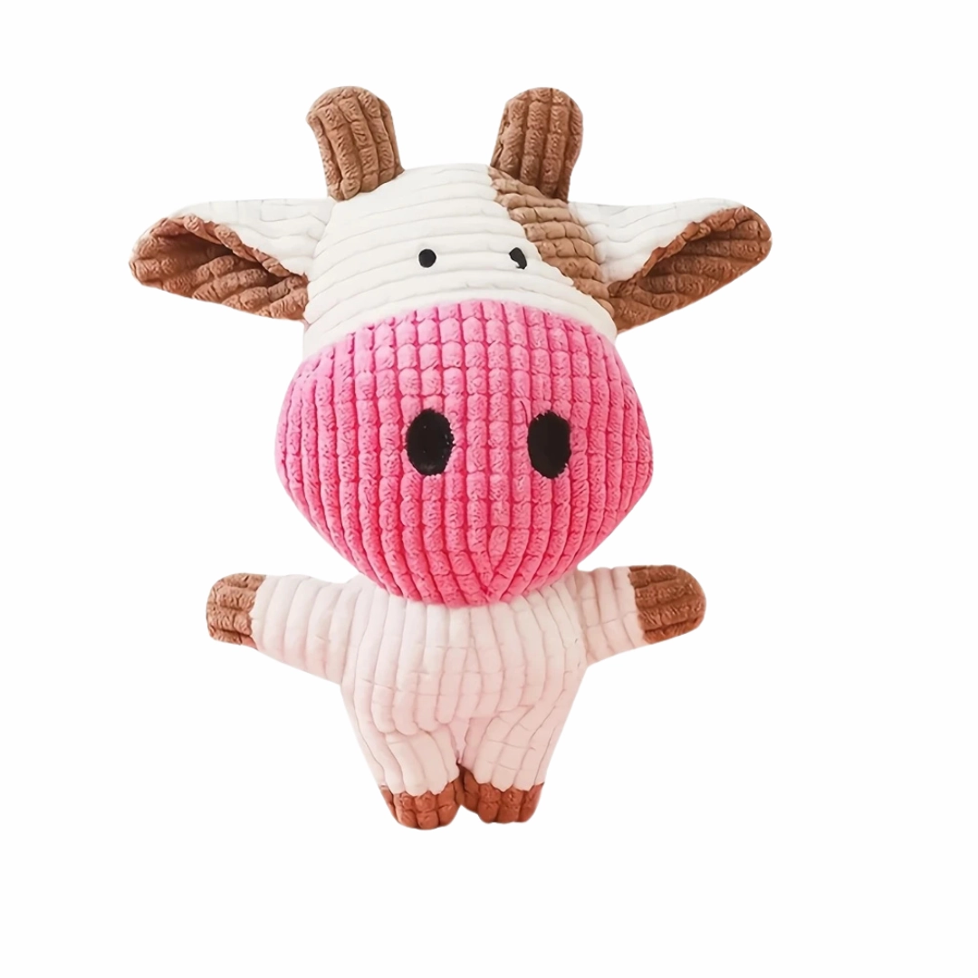 Interactive Rope Squeaky Dog Toy for Small Breeds (Cow) - 14cm
