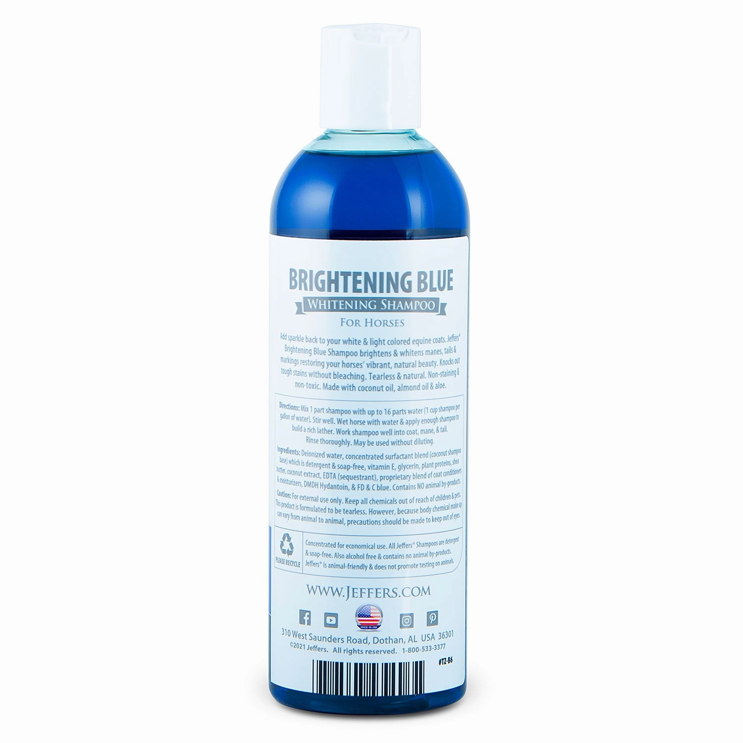Jeffers Equine Brightening Blue Whitening Horse Shampoo