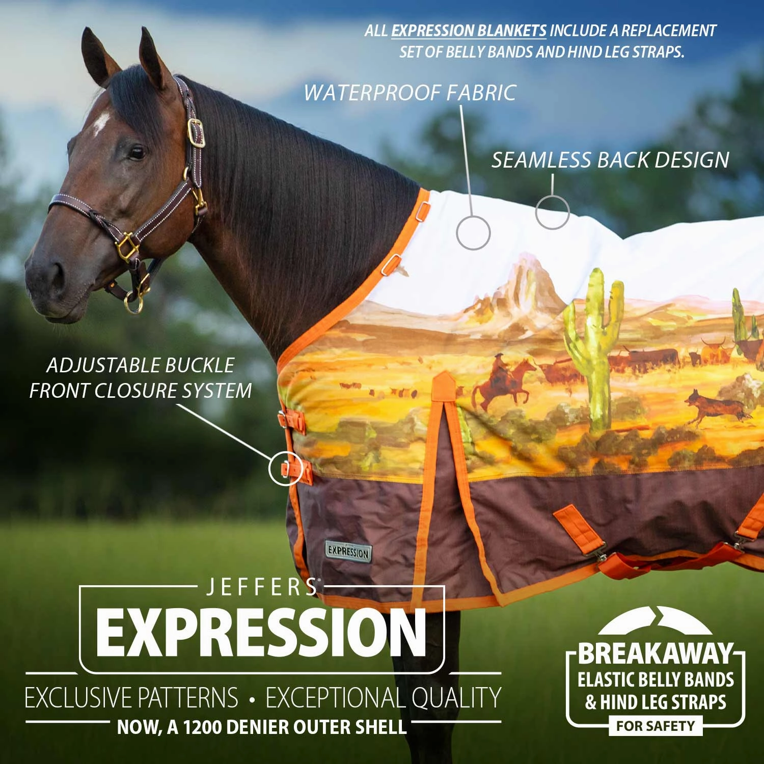 Jeffers Expression 1200 Denier Standard Neck Turnout Sheet, 0 Gram