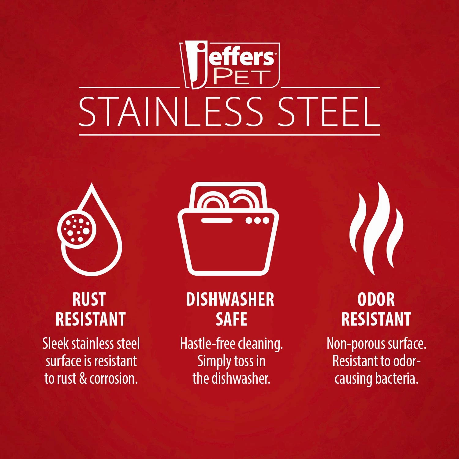 Jeffers No-Skid/No-Tip Stainless Steel Pet Bowls