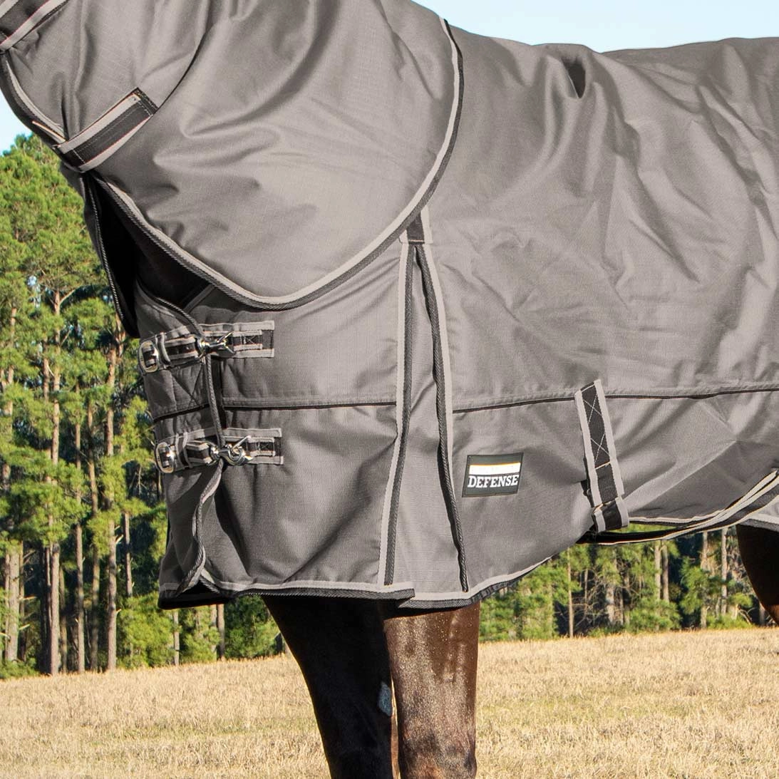 Jeffers Poplar Head Defense 1680 Denier Turnout Blanket with Detachable Neck, 240 Gram, Plymouth Brown