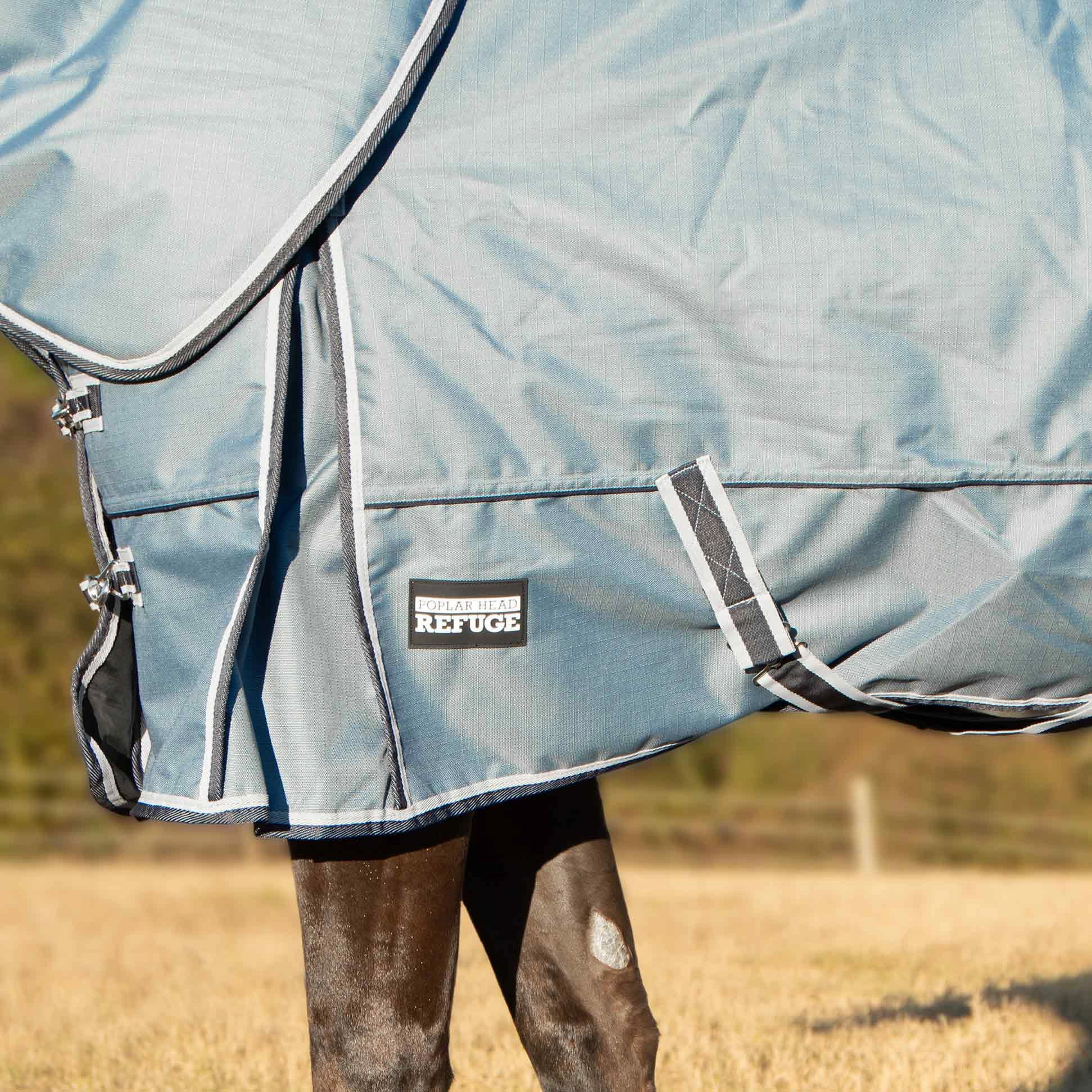 Jeffers Poplar Head Refuge 1200 Denier Turnout Blanket with Detachable Neck, 240 Gram, Hamilton Blue