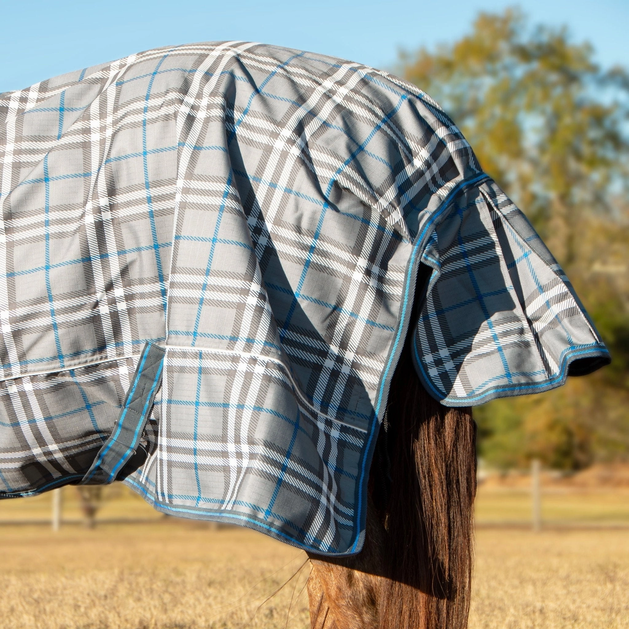 Jeffers Poplar Head Refuge 1200 Denier Turnout Sheet, 0 Gram, Hamilton Blue & Slate Plaid