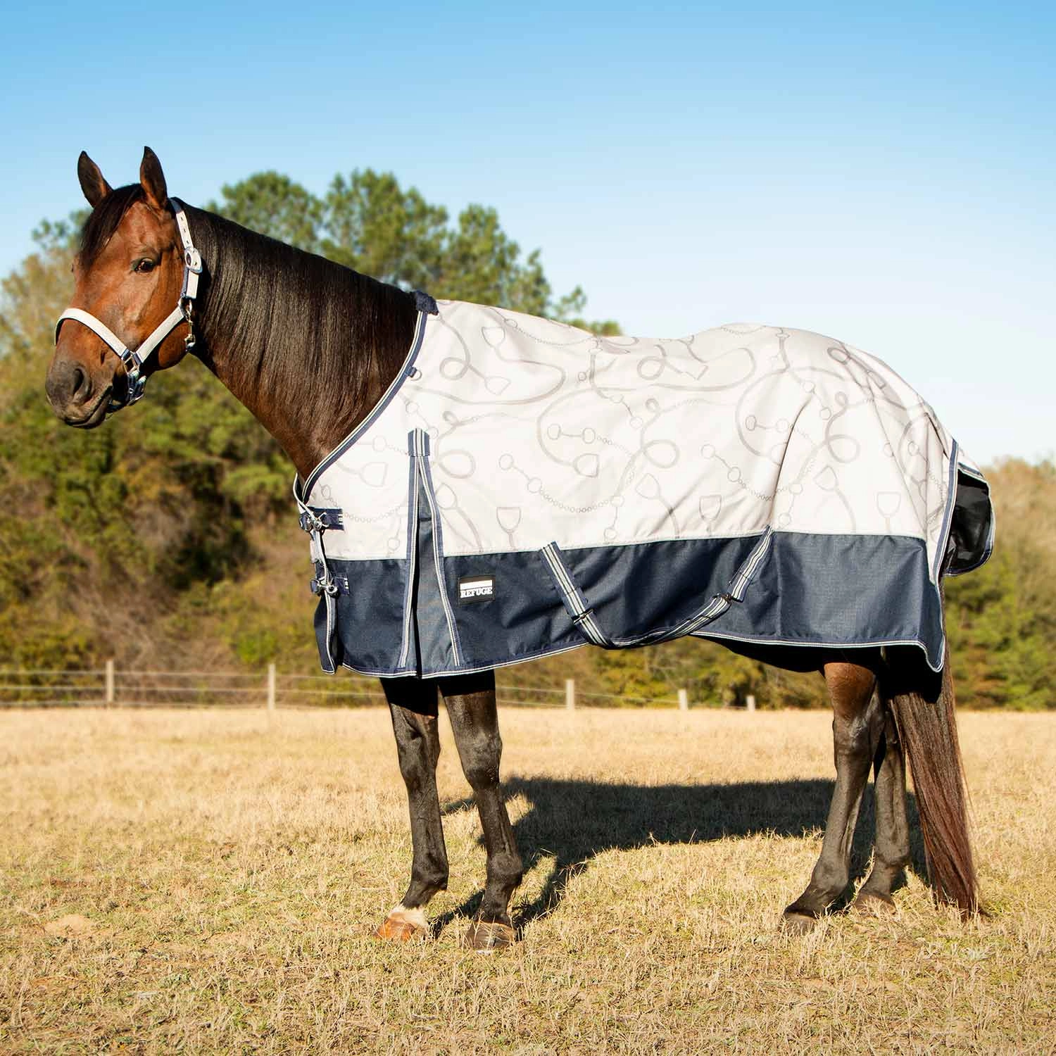 Jeffers Poplar Head Uniquely English 1200 Denier Turnout Blanket, 240 Gram, Latte Snaffles & Irons