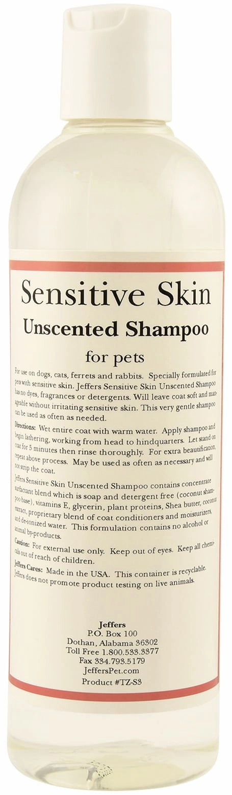 Jeffers Sensitive Skin Unscented, Dye-Free, Fragrance-Free Pet Shampoo, Gallon