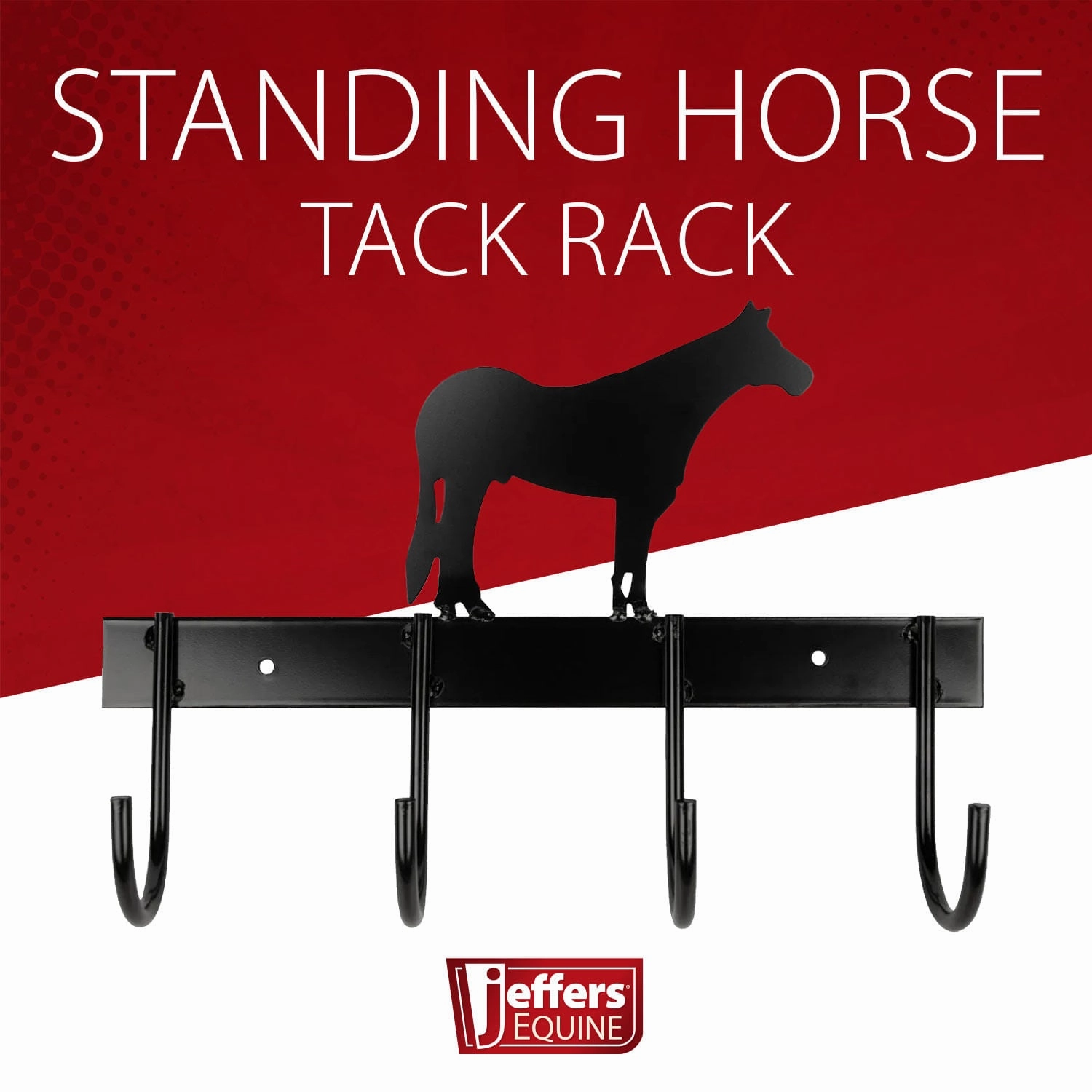 Jeffers Wall Mount 4-Hook Horse Tack Rack, Barrel Racer or Horse Silhouette
