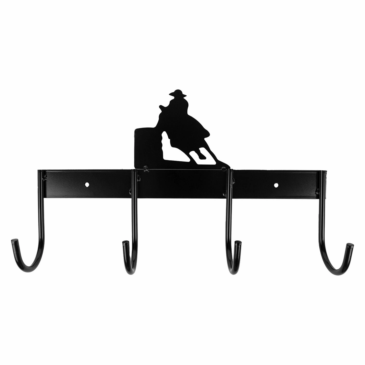 Jeffers Wall Mount 4-Hook Horse Tack Rack, Barrel Racer or Horse Silhouette