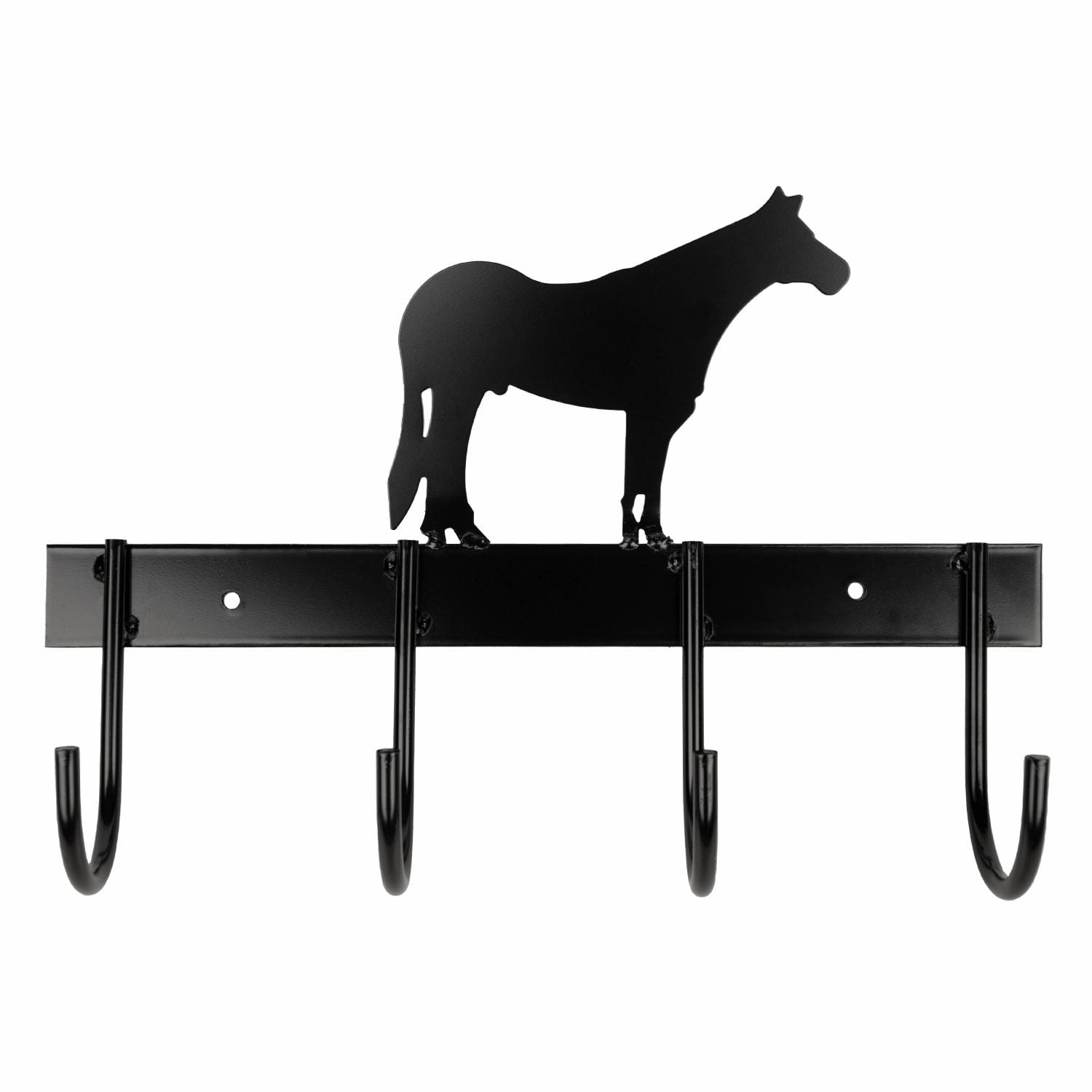 Jeffers Wall Mount 4-Hook Horse Tack Rack, Barrel Racer or Horse Silhouette