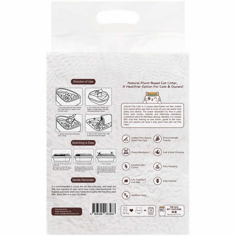 Jollycat Charcoal Clumping Pea Cat Litter 8L