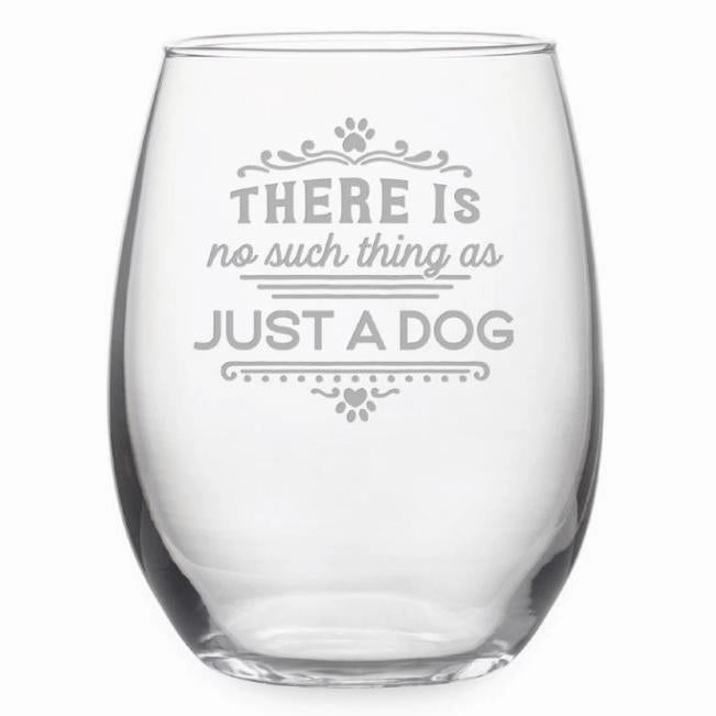 Just A Dog Stemless Wine Glasses, Set Of 4