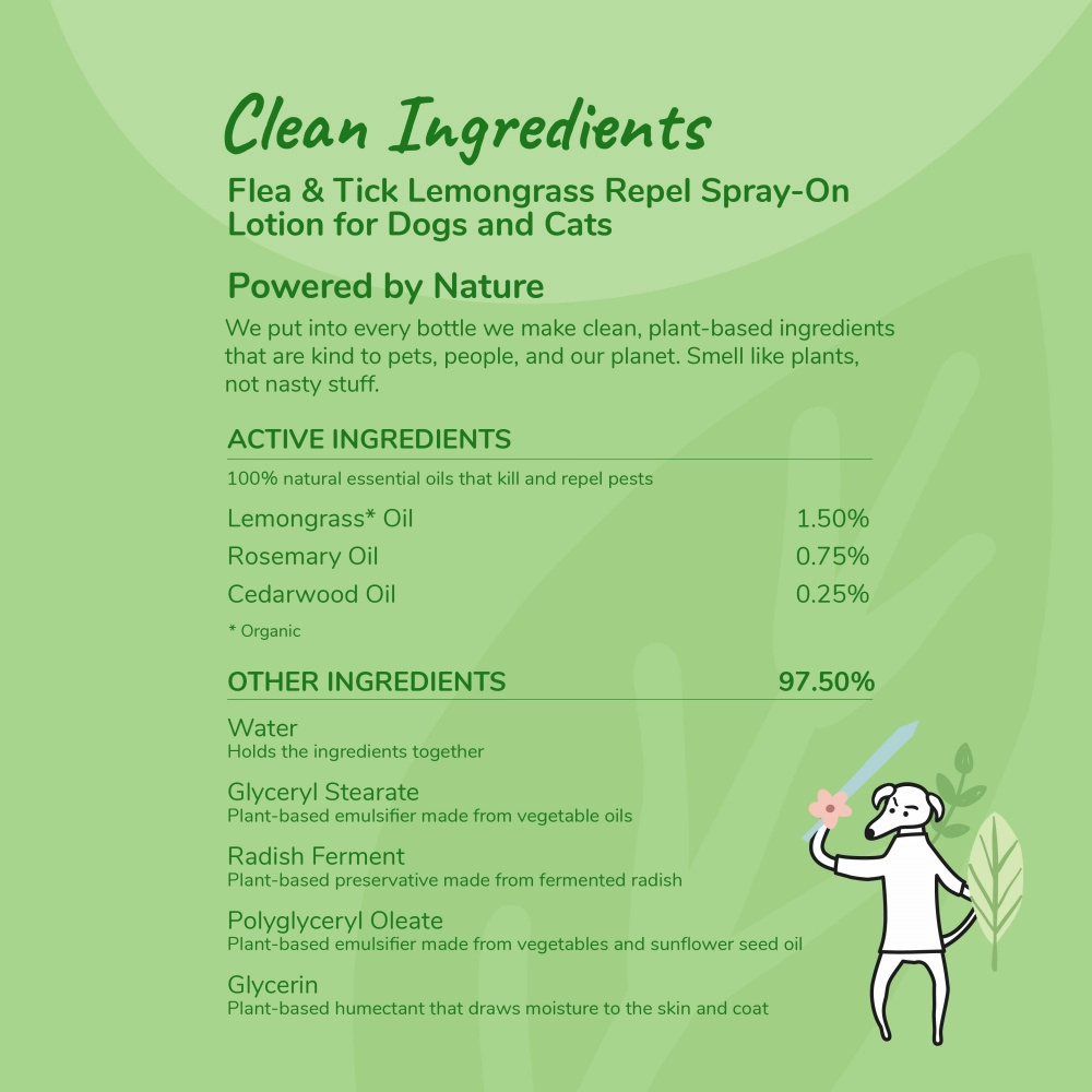 kin kind Flea & Tick Prevent! Plant Powered Dog & Cat Protect Lemongrass Spray