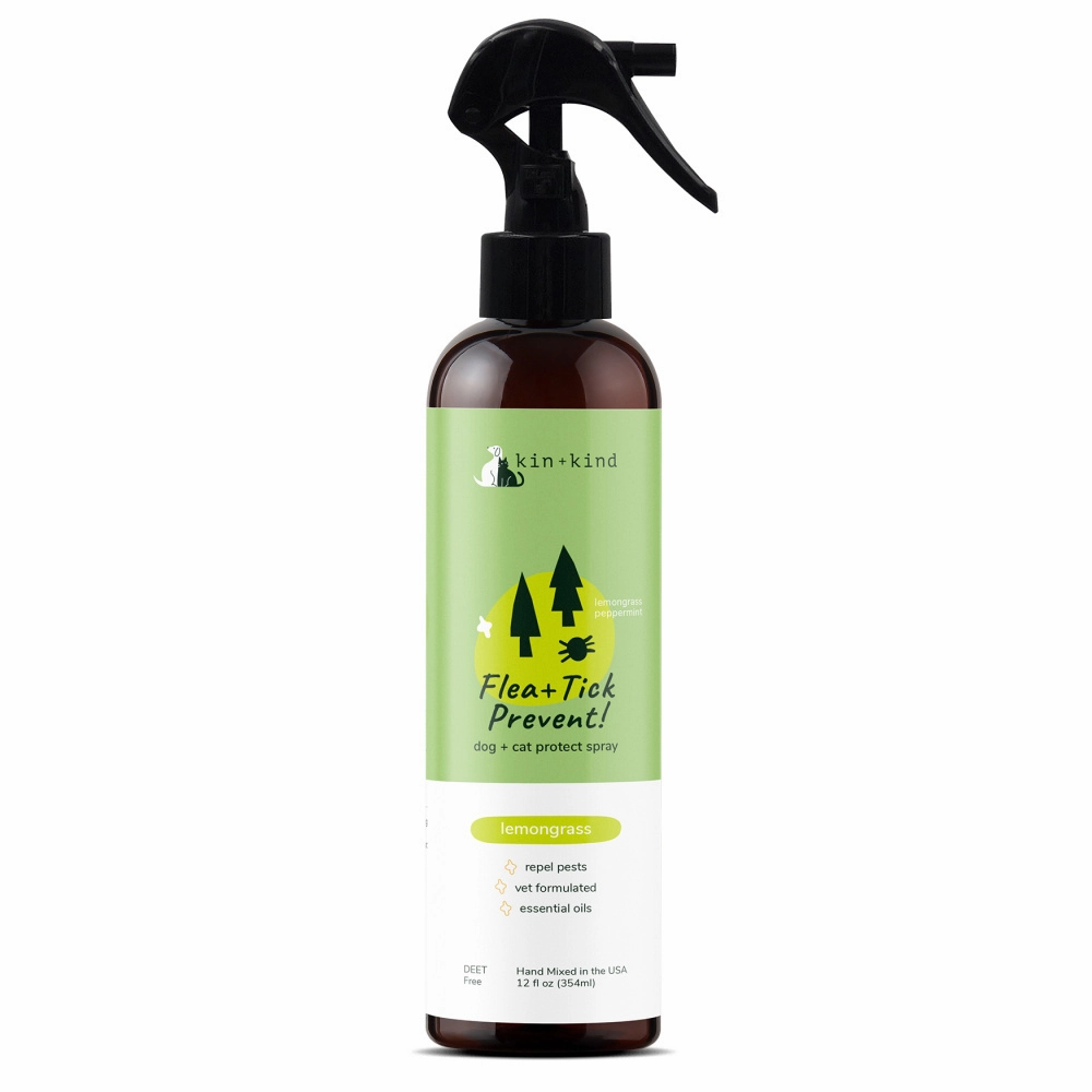 kin kind Flea & Tick Prevent! Plant Powered Dog & Cat Protect Lemongrass Spray