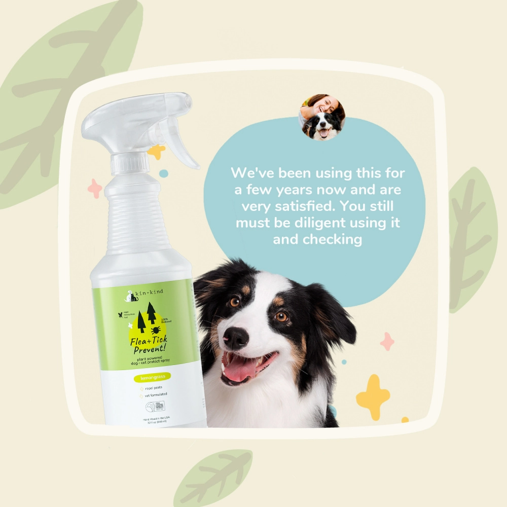 kin kind Flea & Tick Prevent! Plant Powered Dog & Cat Protect Lemongrass Spray