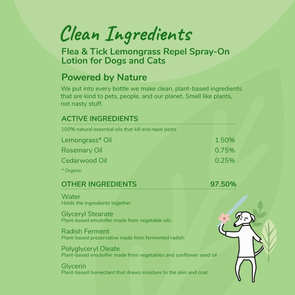 kin kind Flea & Tick Prevent! Plant Powered Dog & Cat Protect Lemongrass Spray