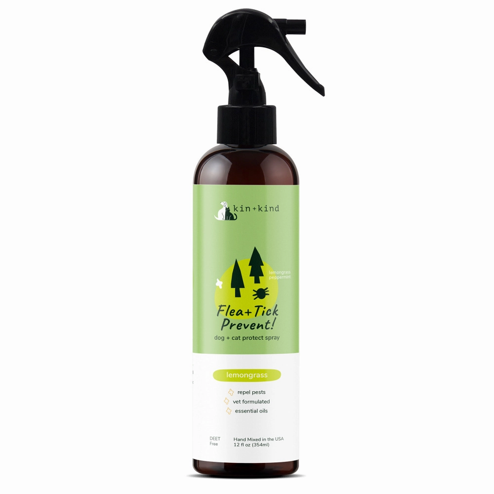 kin kind Flea & Tick Prevent! Plant Powered Dog & Cat Protect Lemongrass Spray