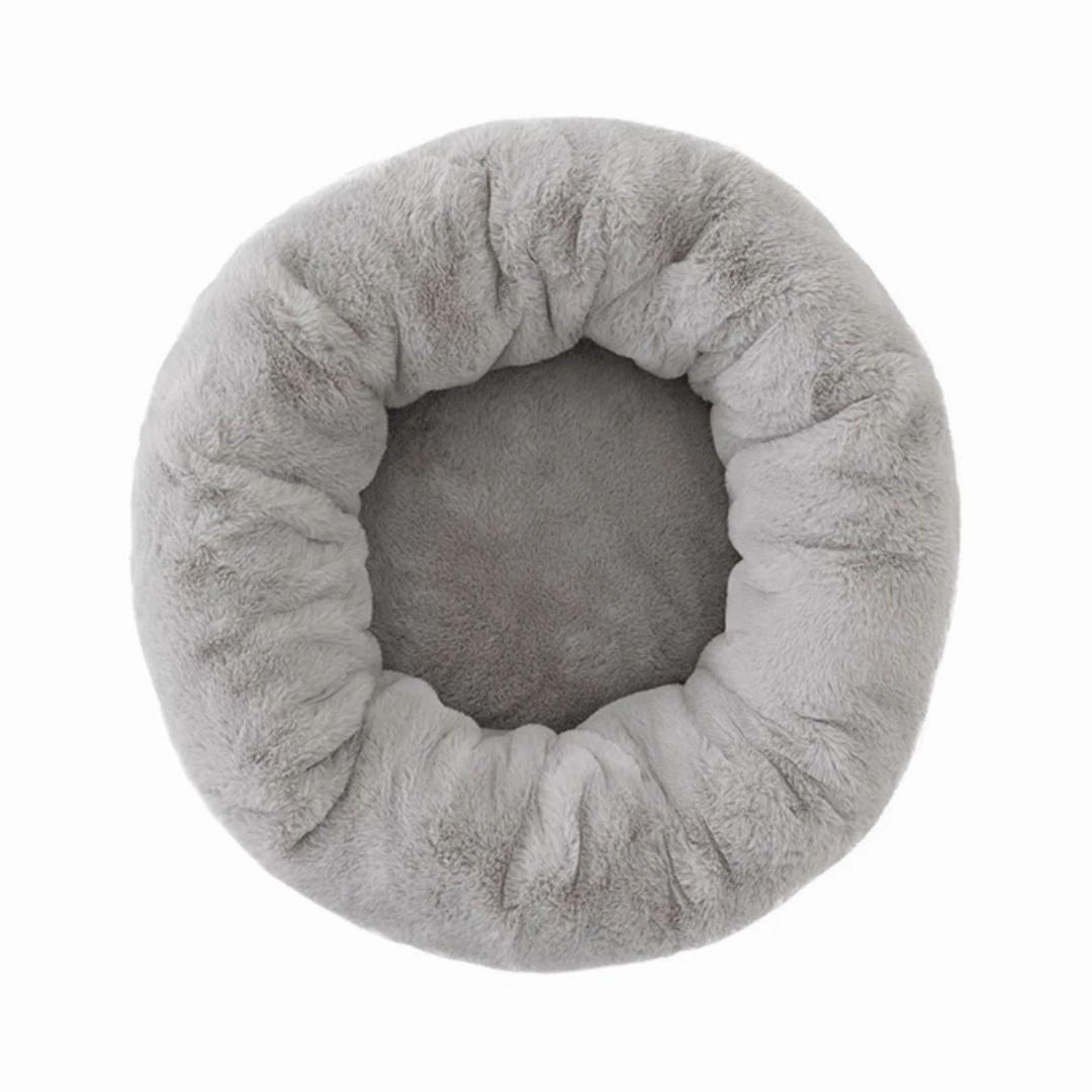La Doggie Vita Silver Plush Donut Dog Bed