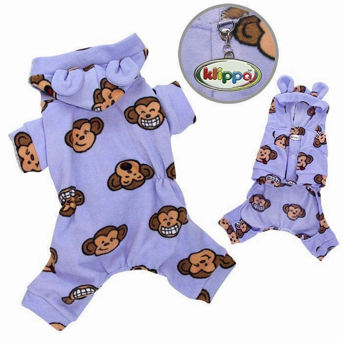 Lavender Silly Monkey Fleece Dog Pajamas