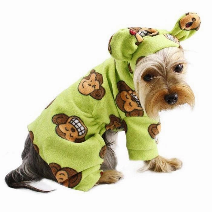 Lime Silly Monkey Fleece Dog Pajamas