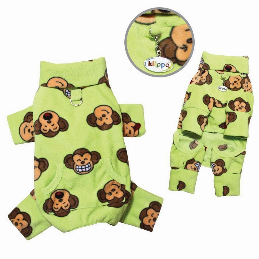 Lime Silly Monkey Fleece Turtleneck Dog Pajamas