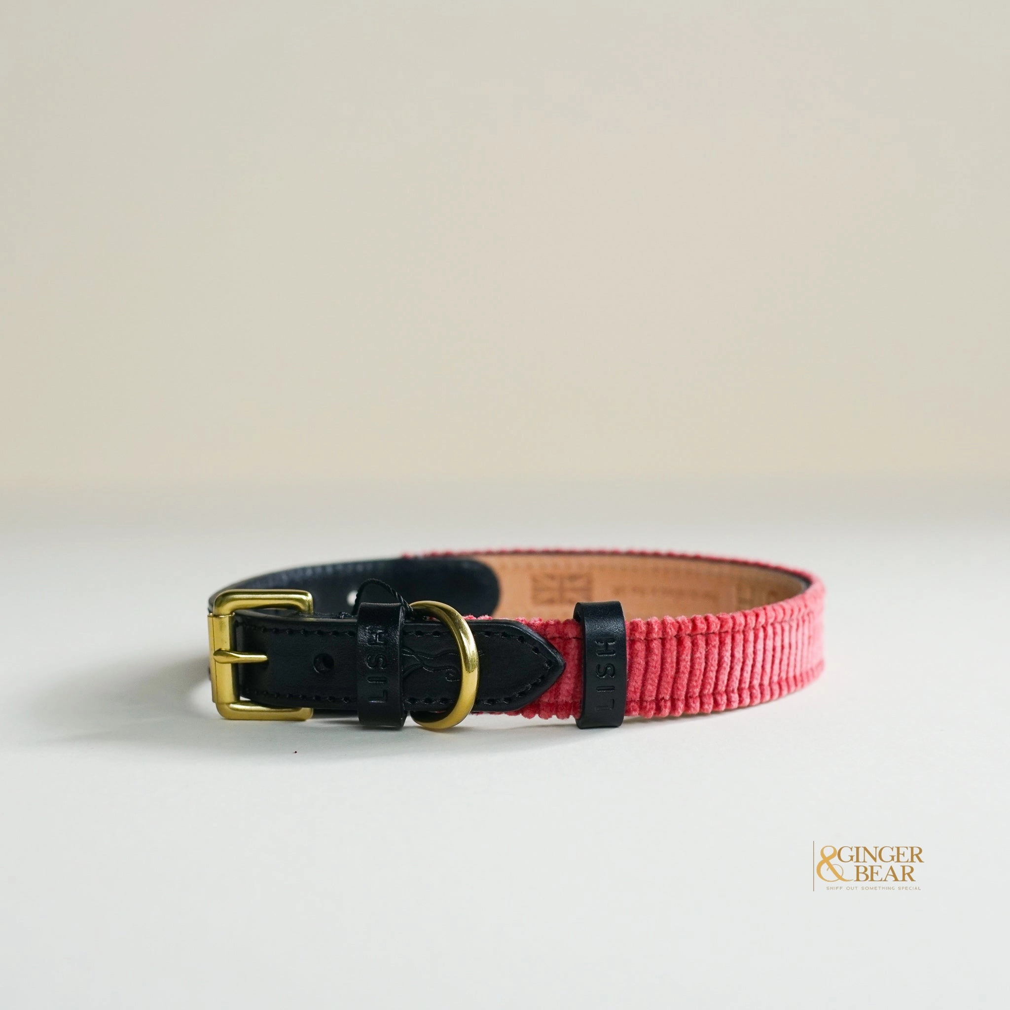LISH Arnold Rose Pink Wide Wale Corduroy Dog Collar