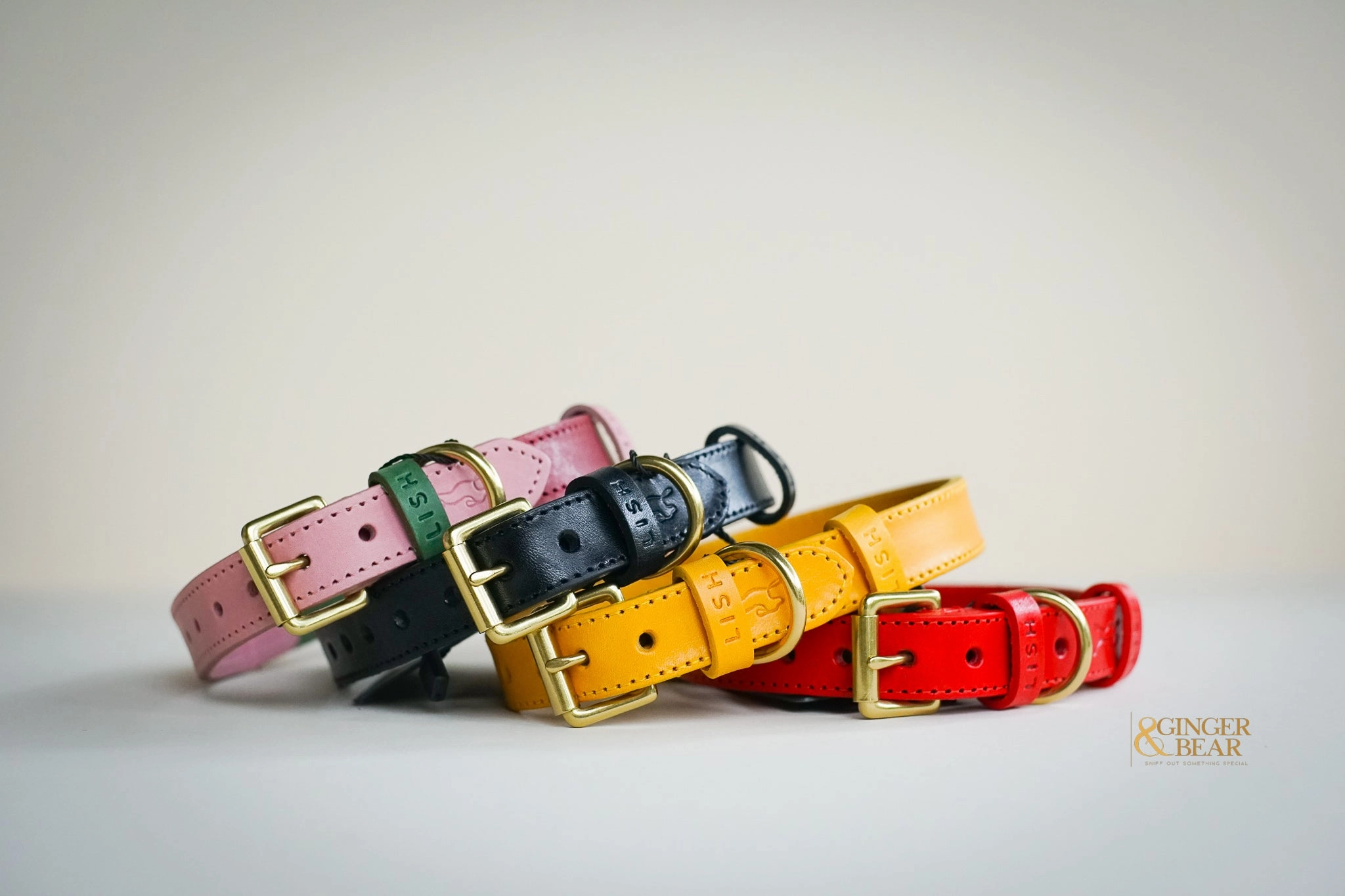 LISH Coopers Black Luxe Italian Leather Dog Collar