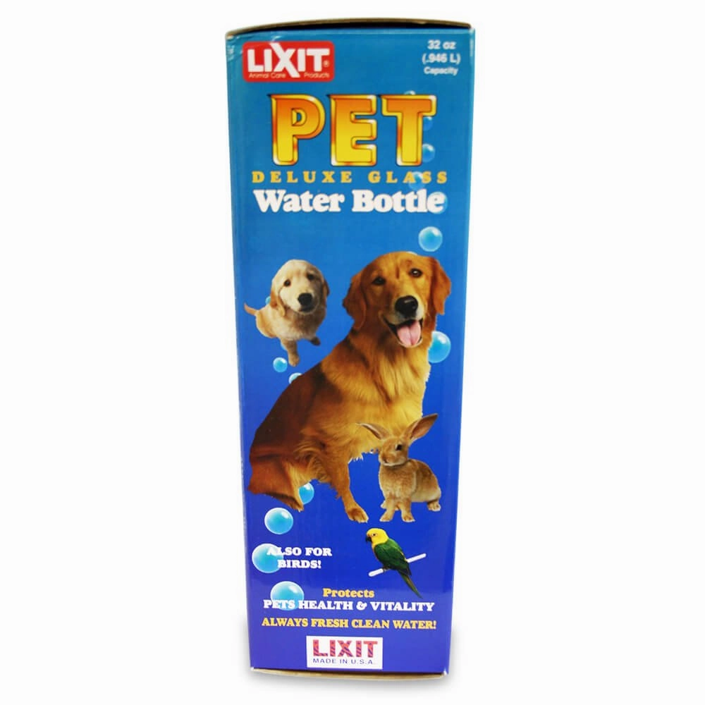 Lixit Glass Water Bottle, 32 oz with Tube