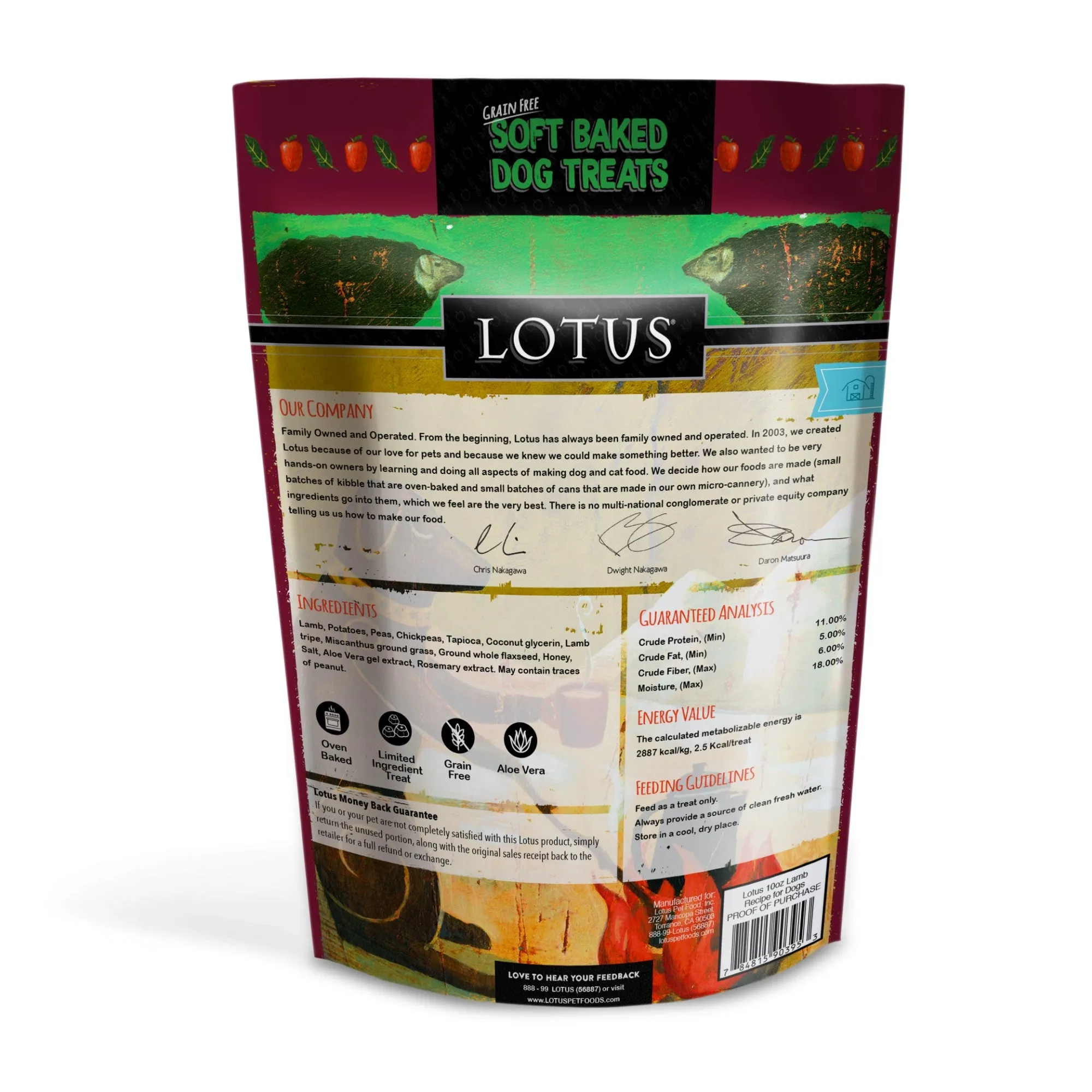 Lotus Soft Baked Dog Treats - Lamb Recipe 10oz Bag