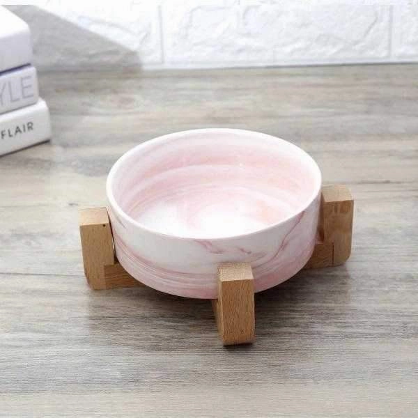 Marble Ceramic Bowl with Bamboo Stand