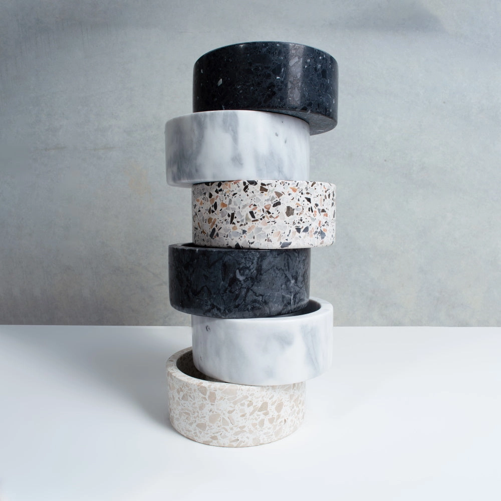 Marble Dog Bowl - Black
