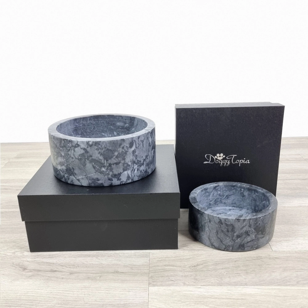 Marble Dog Bowl - Black