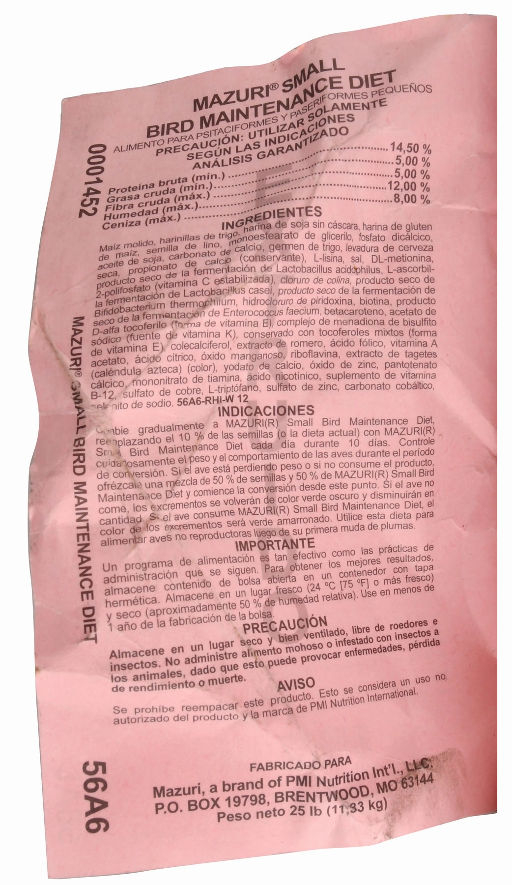 Mazuri Small Bird Maintenance Diet, 25 lb