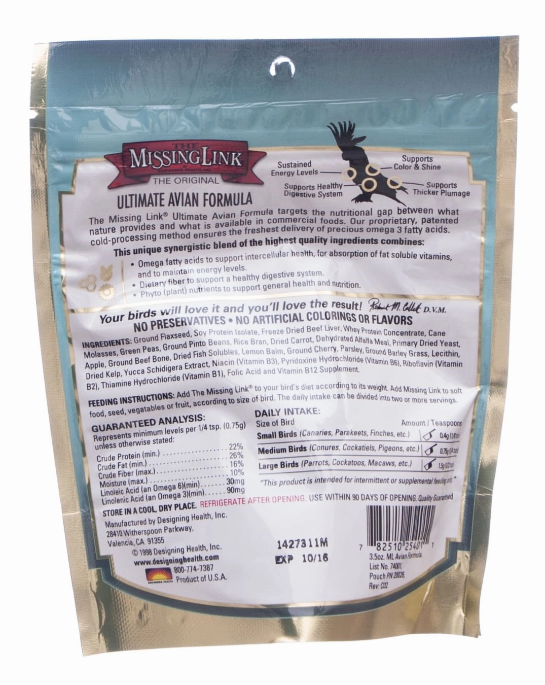 Missing Link Ultimate Avian Formula, 3.5 oz