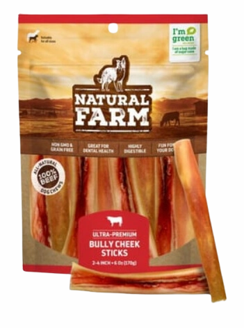 Natural Farm Bully Cheek Sticks 2-4" 6oz Bag
