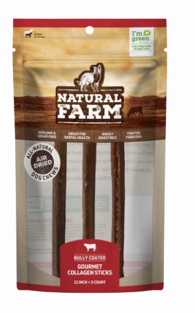 Natural Farm Gourmet Collagen Sticks Beef Flavor 12" 3-Pack Bag