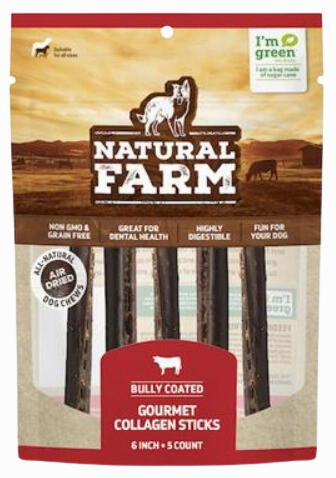 Natural Farm Gourmet Collagen Sticks Beef Flavor 6" 5-Pack Bag